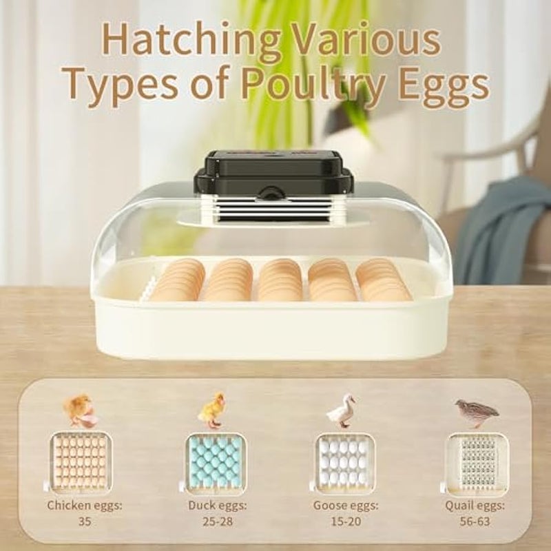 عربست حاضنات هيثيا لتفقيس البيض، حاضنة بيض مع دوران البيض التلقائي والتحكم في الرطوبة، حاضنة مع شمعة بيض للدجاج والبط والاوز والسمان (35 بيضة) - Image 4